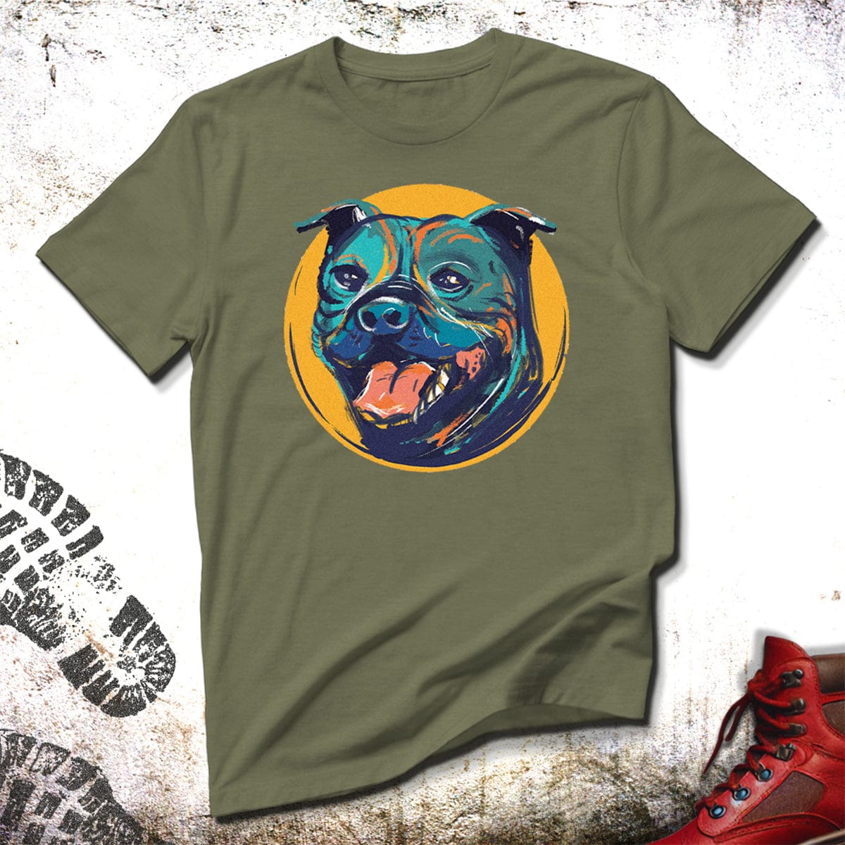 Staffordshire Bull Terrier Painted Portrait - Unisex T-Shirt