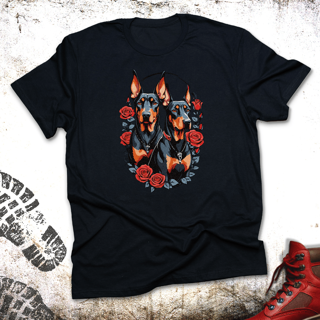 Doberman and Roses - Unisex T-Shirt