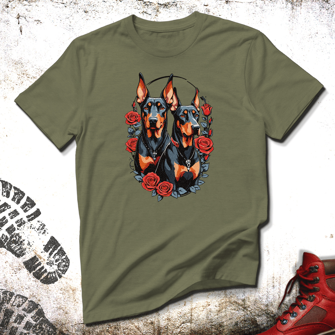 Doberman and Roses - Unisex T-Shirt