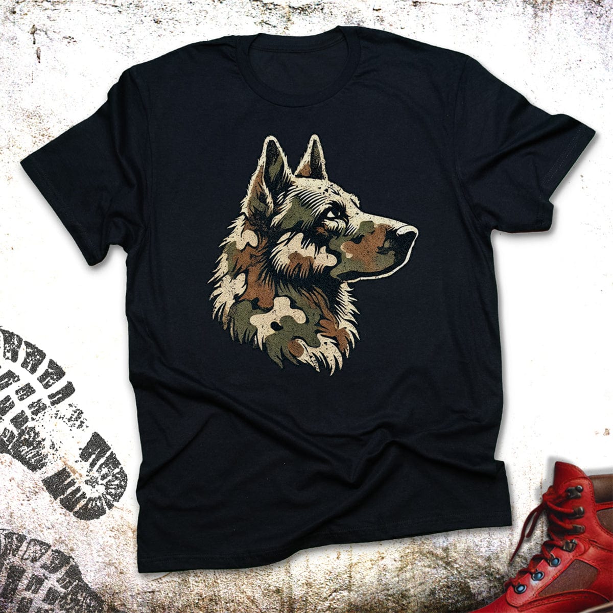 Camo German Shepherd - Unisex Fit T-Shirt