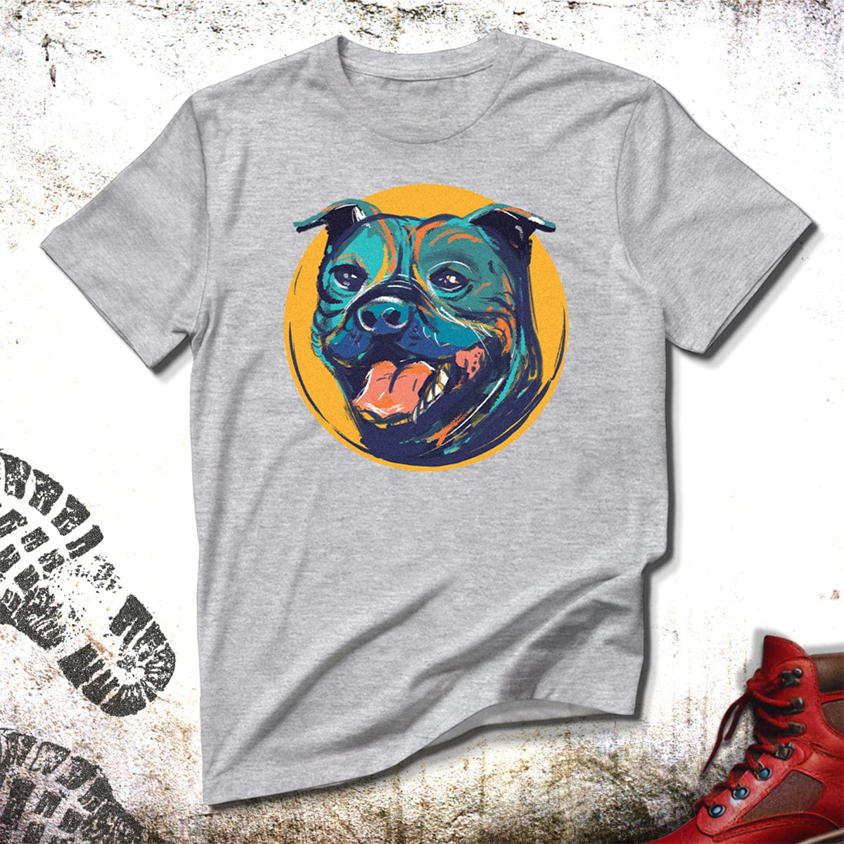 Staffordshire Bull Terrier Painted Portrait  - Unisex T-Shirt