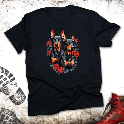 Doberman and Roses - Unisex T-Shirt