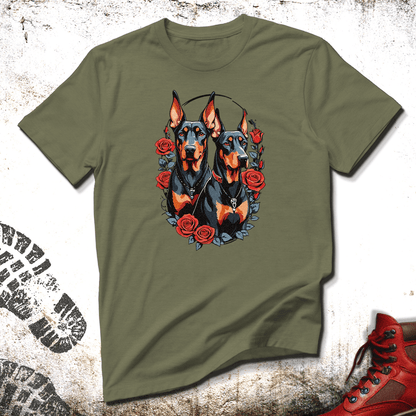 Doberman and Roses - Unisex T-Shirt