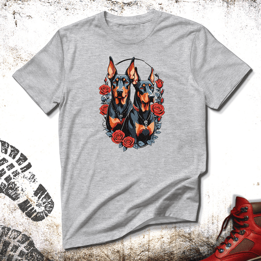 Doberman and Roses - Unisex T-Shirt