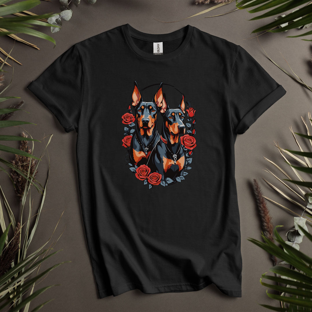 Doberman and Roses - Unisex T-Shirt