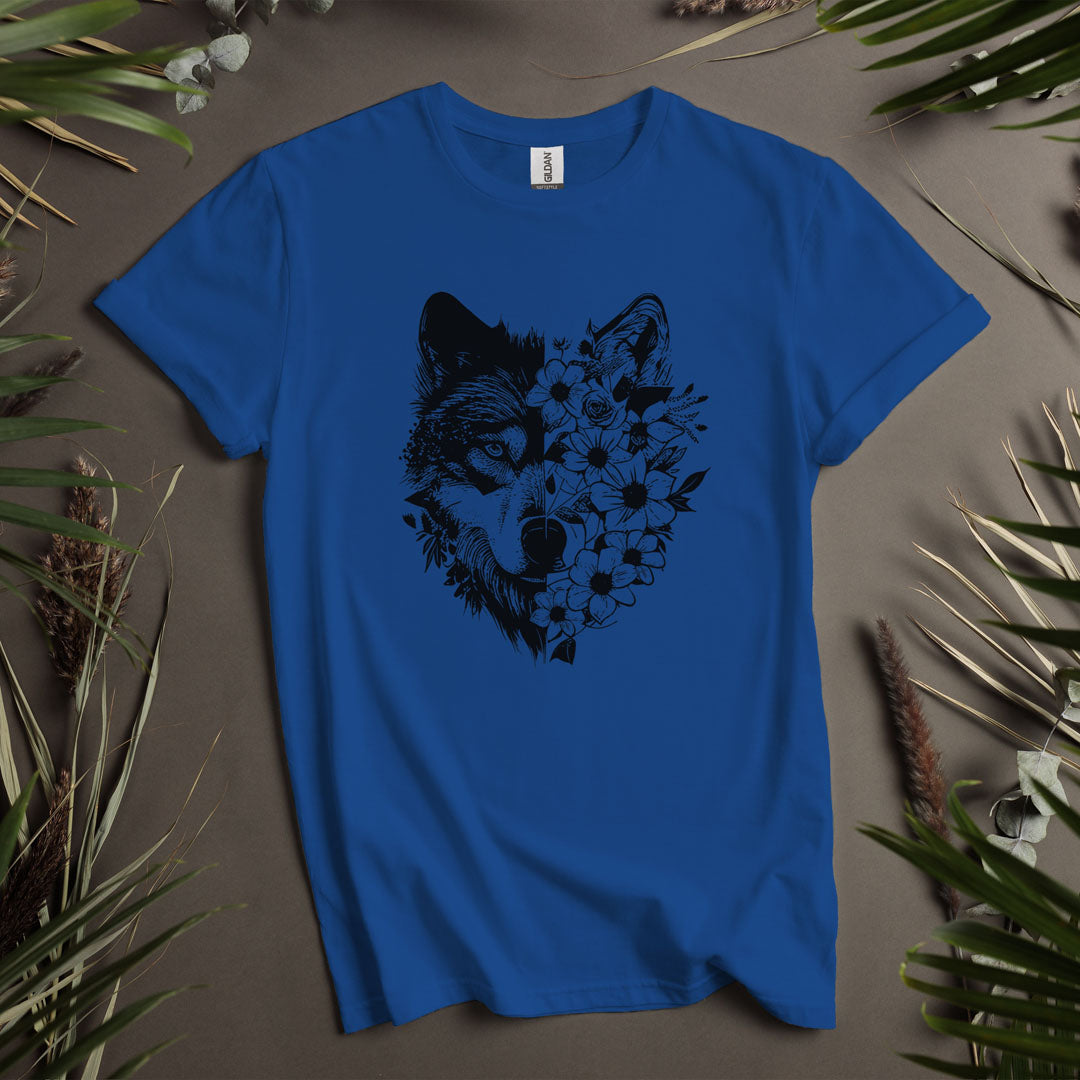 Wolf and Flowers - Unisex T-Shirt