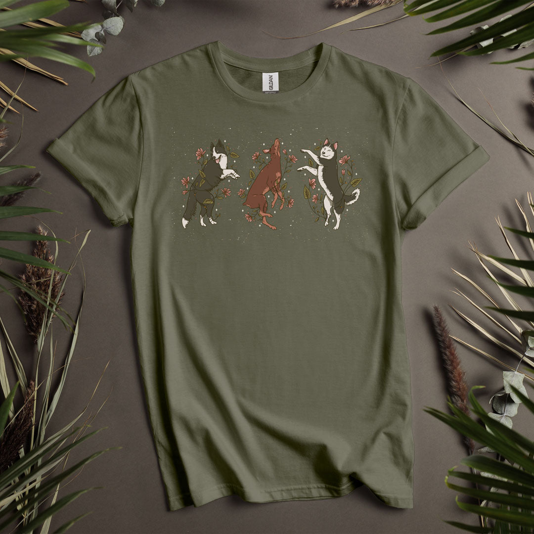 Three Dogs Rolling - Unisex T-Shirt