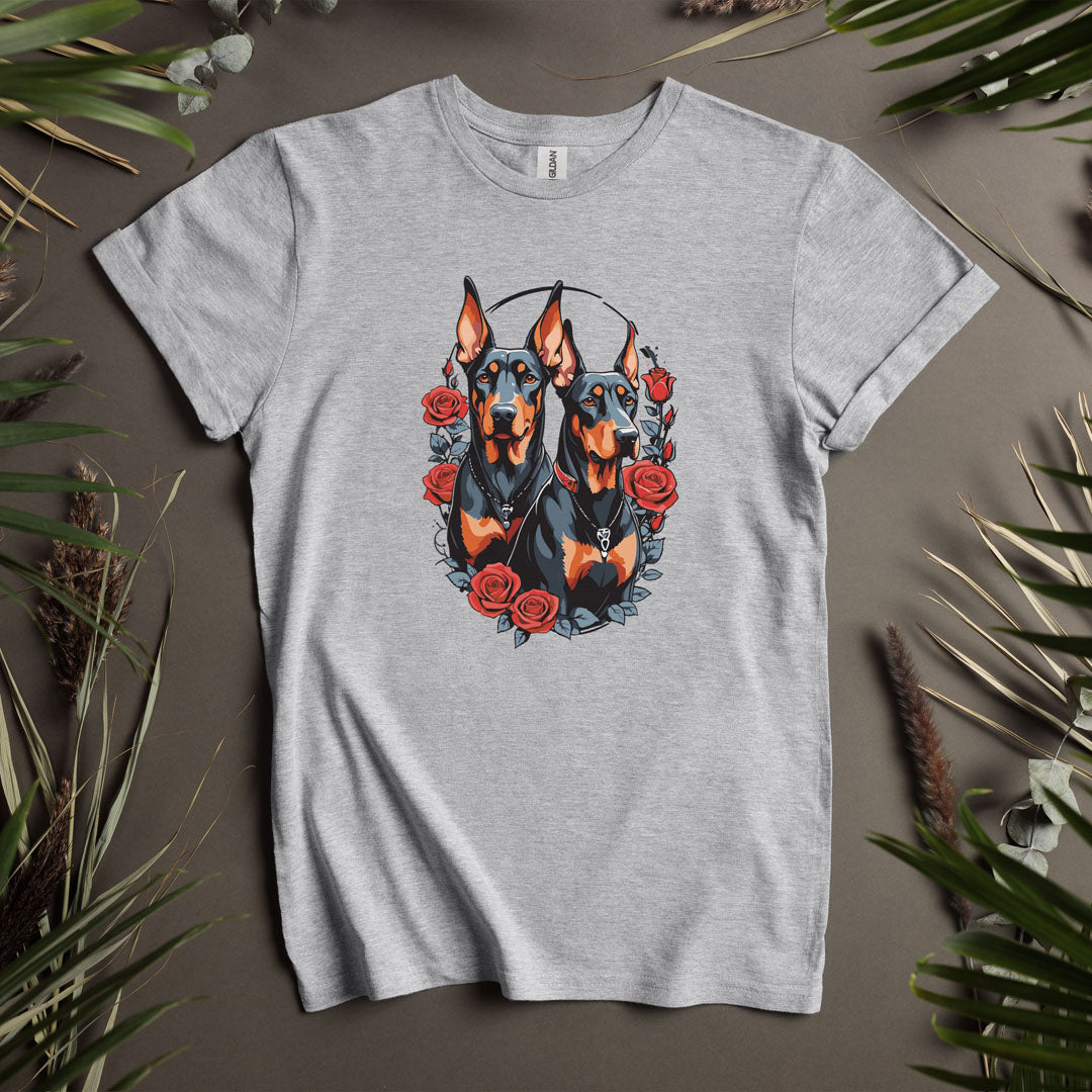 Doberman and Roses - Unisex T-Shirt