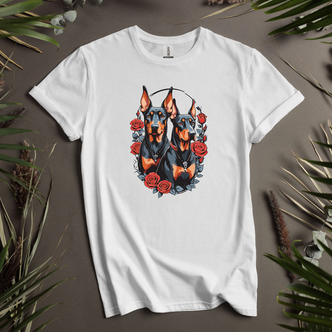 Doberman and Roses - Unisex T-Shirt